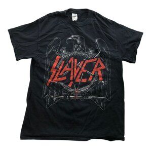 Gildan Mens T-Shirt Medium Slayer Graphic Tee Black Short Sleeve Casual